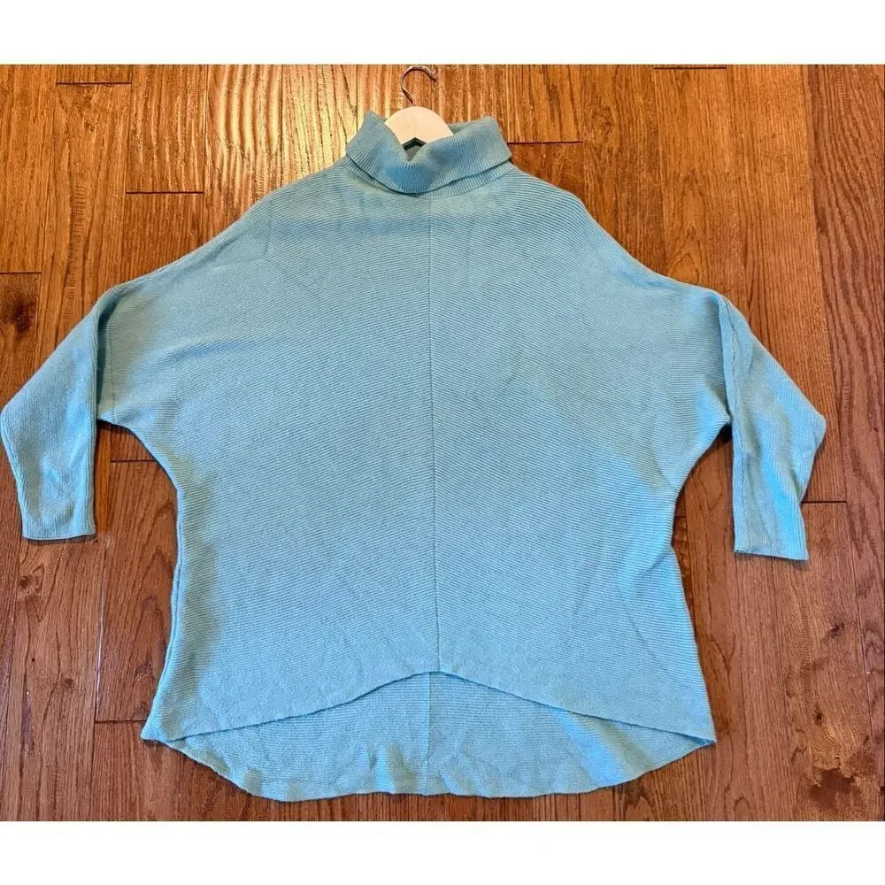 Amazon mint green ribbed cowl neck oversized tunic sweater small
